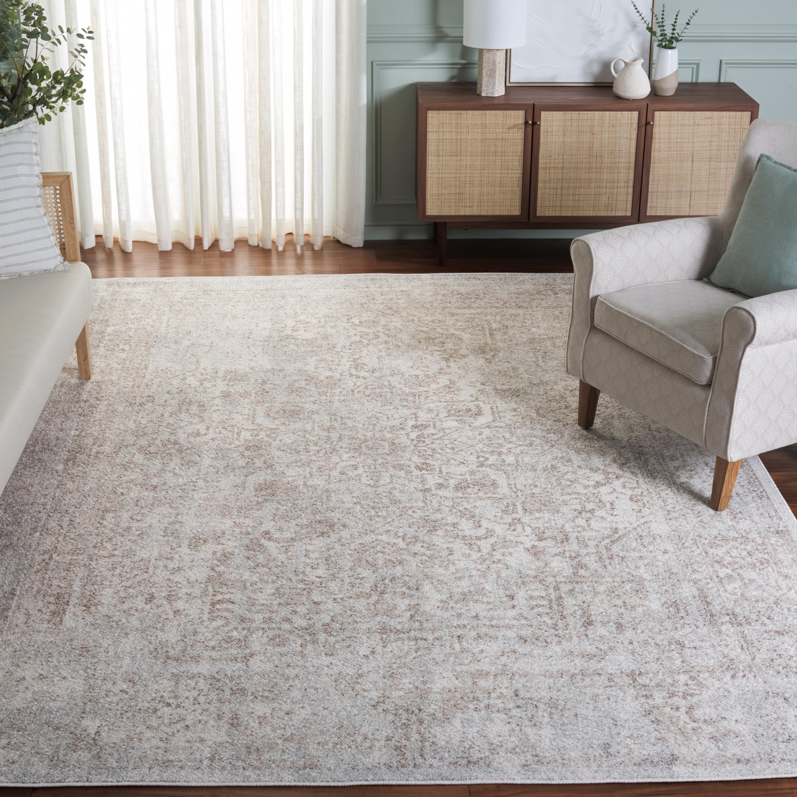 SAFAVIEH Evoke Collection 8' x 10' Ivory/Taupe EVK256E Oriental